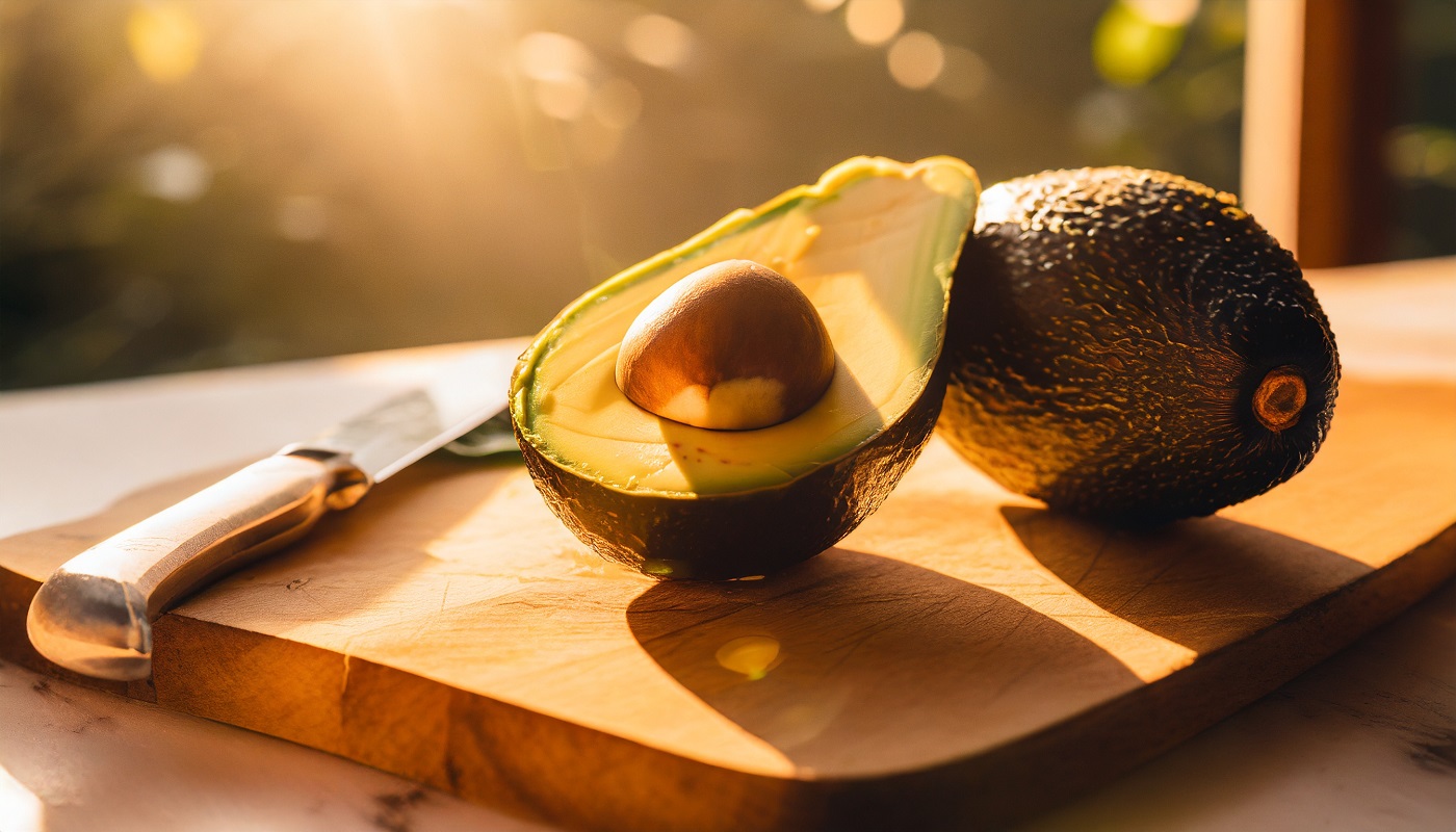 2 avocados on a cutting board_1400px